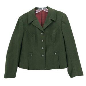 Tyroler Loden Hamo Austria Green Wool Blazer Jacket Silver Tone Buttons Size 40